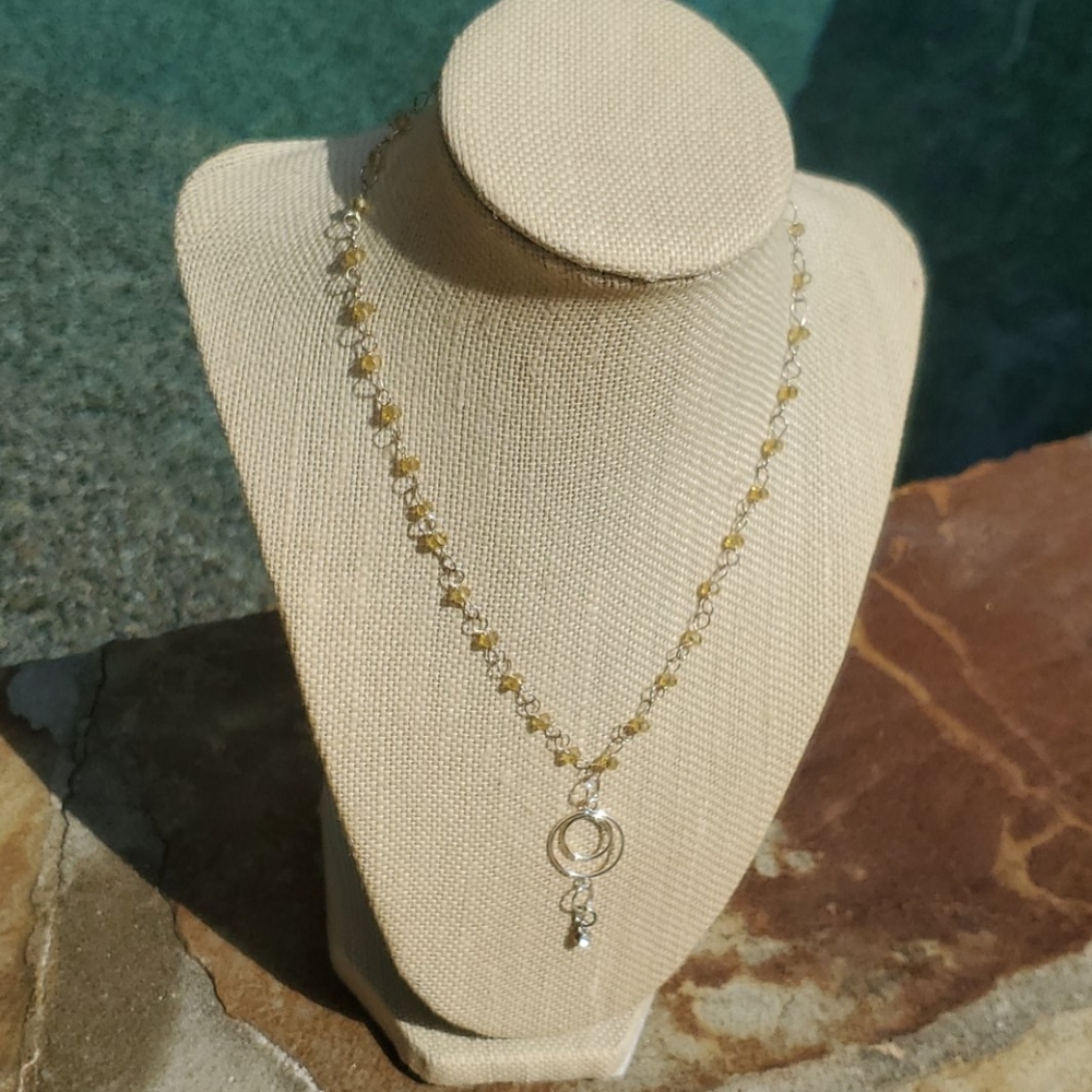 Silver plated gold beadnchain with circle charm